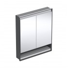 Geberit One ComfortLight szafka 75 cm z lustrem i wnęką 2 drzwi wisząca czarny mat 505.822.00.7