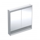 Geberit One ComfortLight szafka 90 cm z lustrem i wnęką 2 drzwi podtynkowa aluminium anodyzowane 505.823.00.1