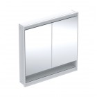 Geberit One ComfortLight szafka 90 cm z lustrem i wnęką 2 drzwi podtynkowa biała 505.823.00.2