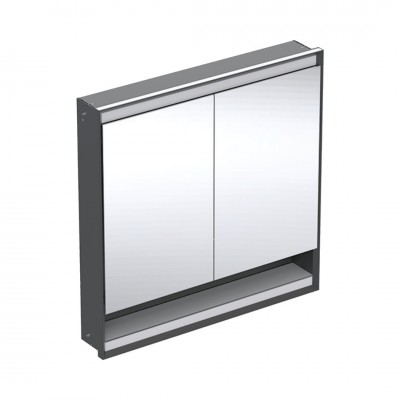 Geberit One ComfortLight szafka 90 cm z lustrem i wnęką 2 drzwi podtynkowa czarny mat 505.823.00.7