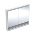 Geberit One ComfortLight szafka 105 cm z lustrem i wnęką 2 drzwi podtynkowa biała 505.824.00.2
