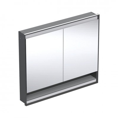 Geberit One ComfortLight szafka 105 cm z lustrem i wnęką 2 drzwi podtynkowa czarny mat 505.824.00.7