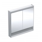 Geberit One ComfortLight szafka 90 cm z lustrem i wnęką 2 drzwi wisząca aluminium anodyzowane 505.833.00.1