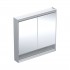 Geberit One ComfortLight szafka 90 cm z lustrem i wnęką 2 drzwi wisząca aluminium anodyzowane 505.833.00.1