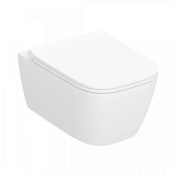 Geberit Smyle Square miska WC z deską wolnoopadającą wisząca bez kołnierza ze spłukiwaniem wirowym biały połysk 503.171.00.1