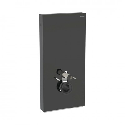Geberit Monolith Plus moduł sanitarny z podświetleniem do miski WC wiszącej szkło czarne/czarne aluminium 131.222.SJ.7