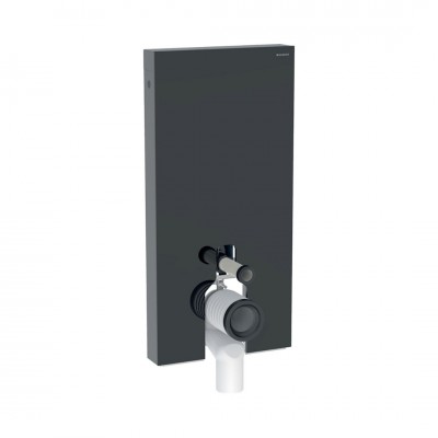 Geberit Monolith Plus moduł sanitarny z podświetleniem do miski WC stojącej szkło czarne/czarny aluminium 131.202.SJ.7