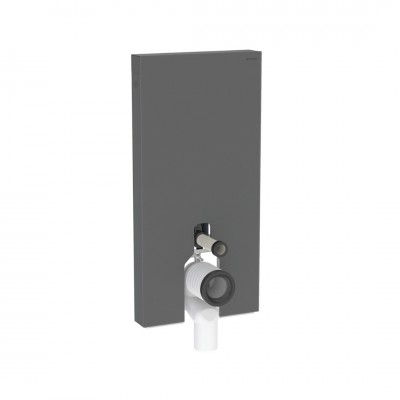 Geberit Monolith Plus moduł sanitarny z podświetleniem do miski WC stojącej szkło satynowe czarne/czarny aluminium 131.202.CD.7