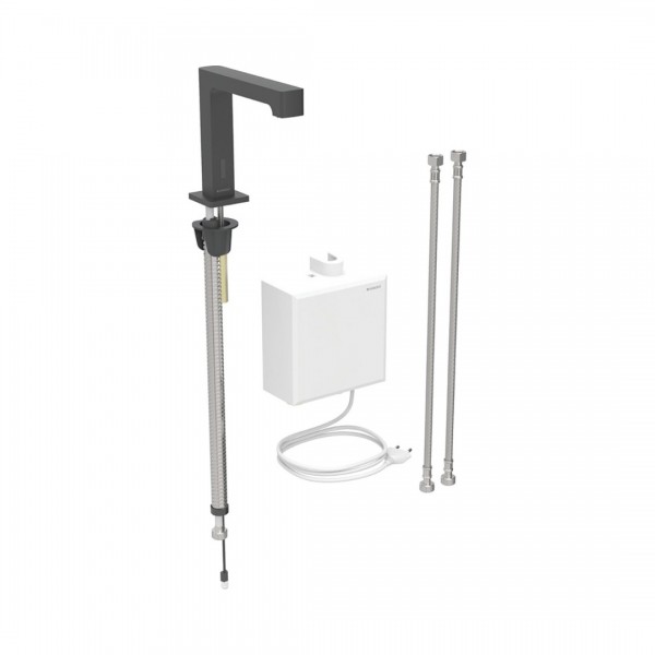 Geberit Piave bateria elektroniczna umywalkowa z mieszaczem termostatycznym zasilanie sieciowe czarny mat 116.177.14.1
