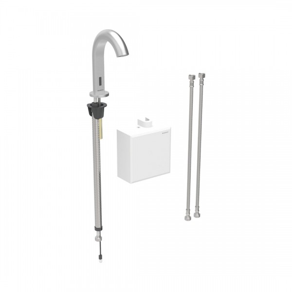 Geberit Piave bateria elektroniczna umywalkowa z mieszaczem termostatycznym zasilanie bateryjne stal 116.168.SN.1