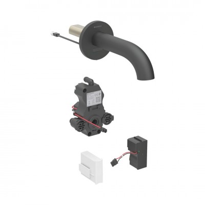 Geberit Piave bateria elektroniczna umywalkowa ścienna z mieszaczem zasilanie sieciowe czarny mat 116.262.14.1