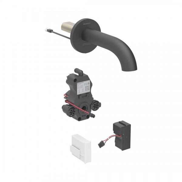 Geberit Piave bateria elektroniczna umywalkowa ścienna z mieszaczem zasilanie sieciowe czarny mat 116.262.14.1