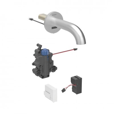 Geberit Piave bateria elektroniczna umywalkowa ścienna wylewka 17 cm z mieszaczem zasilanie sieciowe stal 116.267.SN.1