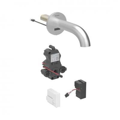 Geberit Piave bateria elektroniczna umywalkowa ścienna wylewka 22 cm z mieszaczem zasilanie sieciowe stal 116.282.SN.1