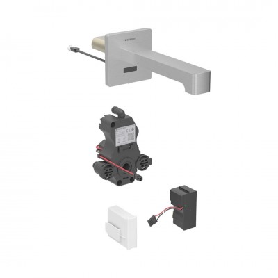Geberit Brenta bateria elektroniczna umywalkowa ścienna wylewka 17 cm do wody zmieszanej zasilanie sieciowe stal 116.271.SN.1