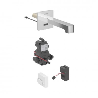 Geberit Brenta bateria elektroniczna umywalkowa ścienna wylewka 17 cm z mieszaczem zasilanie sieciowe chrom 116.272.21.1