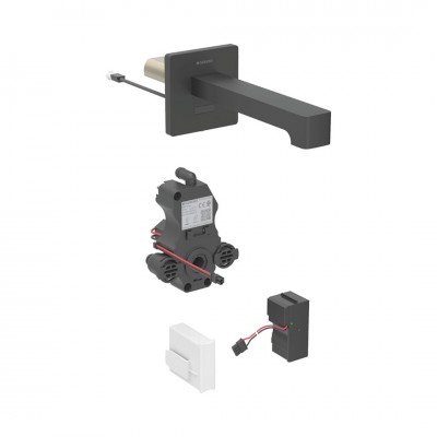 Geberit Brenta bateria elektroniczna umywalkowa ścienna wylewka 22 cm do wody zmieszanej zasilanie sieciowe czarna 116.291.14.1