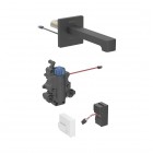 Geberit Brenta bateria elektroniczna umywalkowa ścienna wylewka 22 cm z mieszaczem zasilanie sieciowe czarny mat 116.297.14.1