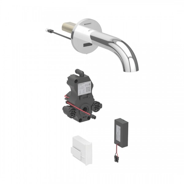 Geberit Piave bateria elektroniczna umywalkowa ścienna wylewka 17 cm do wody zmieszanej zasilanie bateryjne chrom 116.263.21.1
