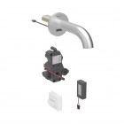 Geberit Piave bateria elektroniczna umywalkowa ścienna wylewka 17 cm z mieszaczem zasilanie bateryjne stal 116.264.SN.1