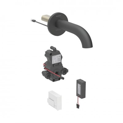 Geberit Piave bateria elektroniczna umywalkowa ścienna wylewka 22 cm do wody zmieszanej zasilanie bateryjne czarna 116.283.14.1