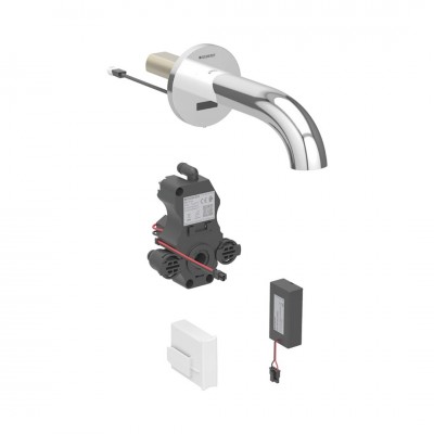 Geberit Piave bateria elektroniczna umywalkowa ścienna wylewka 22 cm do wody zmieszanej zasilanie bateryjne chrom 116.283.21.1