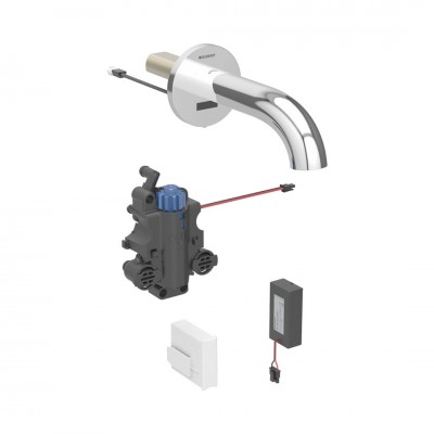 Geberit Piave bateria elektroniczna umywalkowa ścienna wylewka 22 cm z mieszaczem zasilanie bateryjne chrom 116.288.21.1
