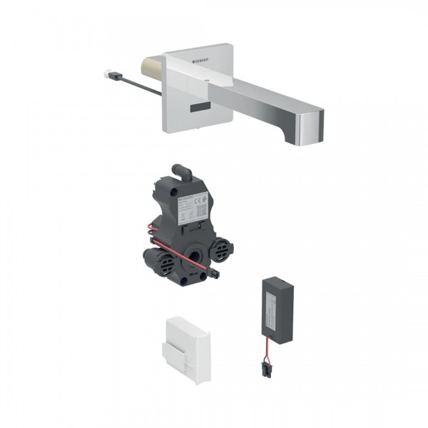 Geberit Brenta bateria elektroniczna umywalkowa ścienna wylewka 17 cm do wody zmieszanej zasilanie bateryjne chrom 116.273.21.1