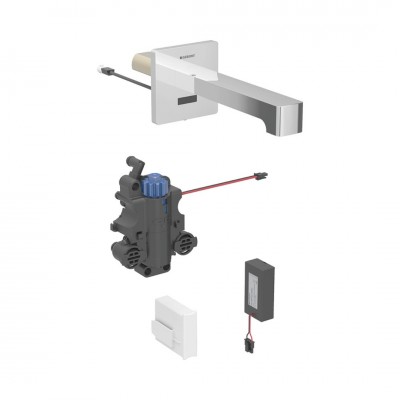 Geberit Brenta bateria elektroniczna umywalkowa ścienna wylewka 17 cm z mieszaczem zasilanie bateryjne chrom 116.278.21.1