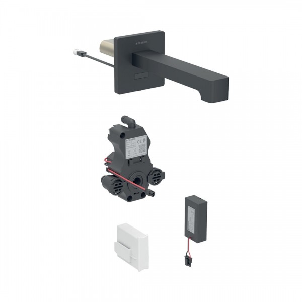 Geberit Piave bateria elektroniczna umywalkowa ścienna wylewka 17 cm do wody zmieszanej zasilanie bateryjne czarna 116.273.14.1