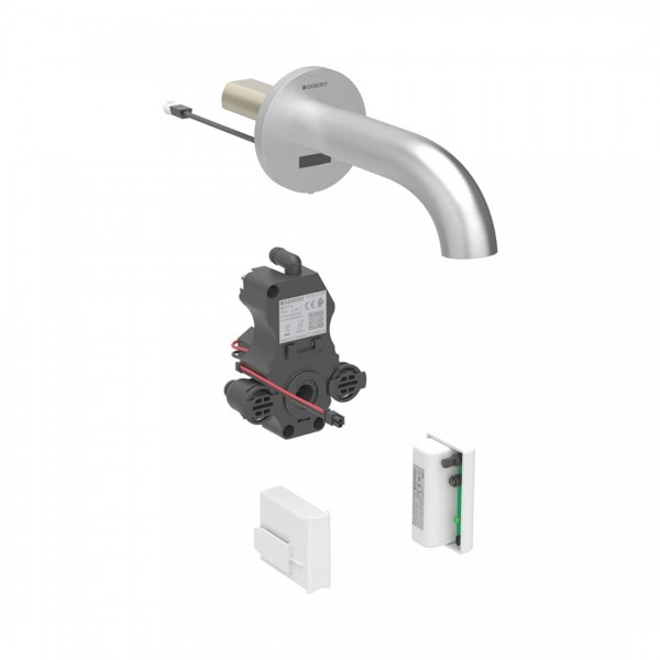 Geberit Piave bateria elektroniczna umywalkowa ścienna wylewka 17 cm do wody zmieszanej zasil. generatorowe stal 116.265.SN.1