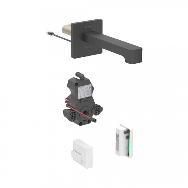 Geberit Brenta bateria elektroniczna umywalkowa ścienna wylewka 17 cm do wody zmieszanej zasil. generatorowe czarna 116.275.14.1