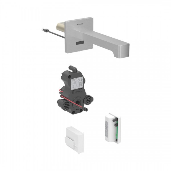 Geberit Brenta bateria elektroniczna umywalkowa ścienna wylewka 17 cm do wody zmieszanej zasil. generatorowe stal 116.275.SN.1
