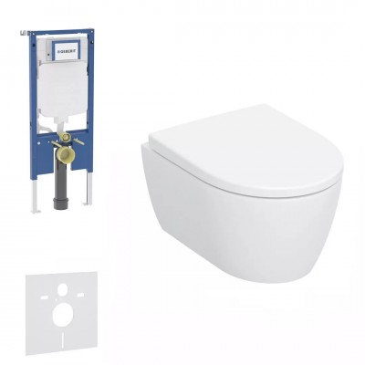 Geberit Duofix Slim iCon zestaw WC podtynkowy 5w1 miska WC wisząca krótka biały połysk KeraTect 76218