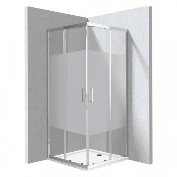 Deante Funkia Evo kabina prysznicowa z brodzikiem kwadratowa 80 cm wzór pas chrom KYCP0E88P