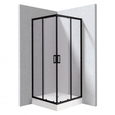 Deante Funkia Evo kabina prysznicowa z brodzikiem kwadratowa 80 cm czarny mat KYCZN088P