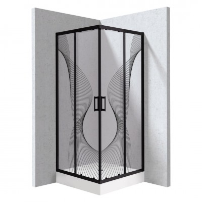 Deante Funkia Evo kabina prysznicowa z brodzikiem kwadratowa 80 cm wzór fala czarny mat KYCZNB88P Deante Funkia Evo kabina prysznicowa z brodzikiem kwadratowa 80 cm wzór fala czarny mat KYCZNB88P