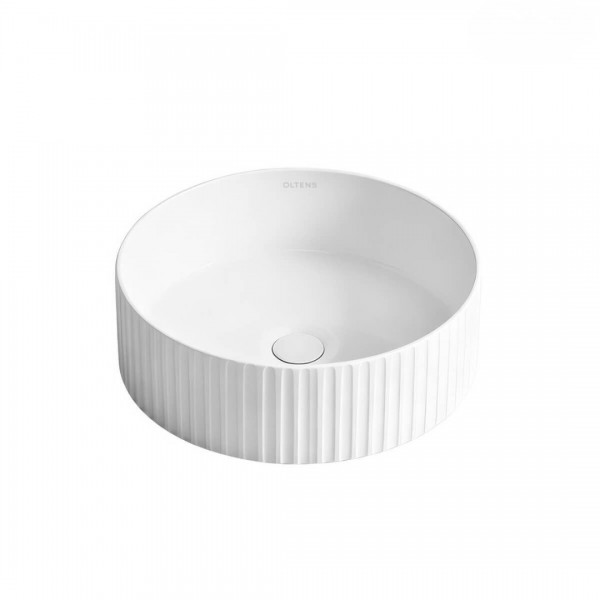 Oltens Hamnes Rila umywalka 40 cm nablatowa okrągła biała 40329000
