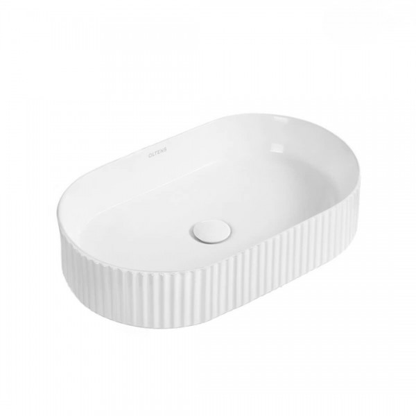Oltens Hamnes Rila umywalka 50x32 cm nablatowa owalna biała 40331000