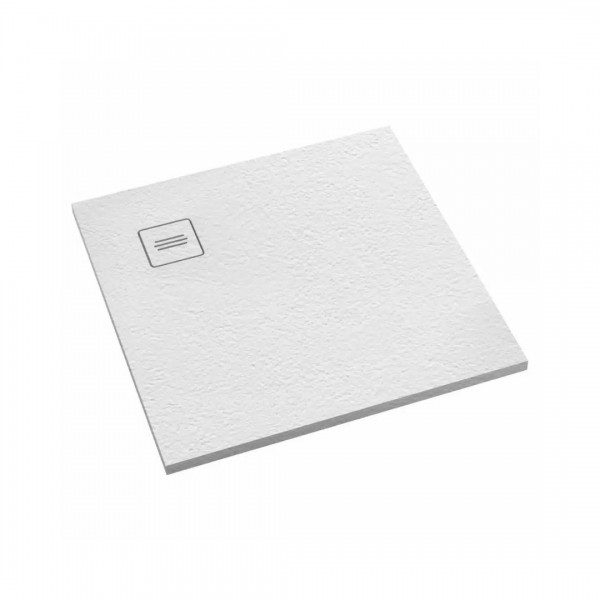 Schedpol Protos Grooved White Stone brodzik kwadratowy 80x80 cm biały kamień 3SP.P1K-8080/B/GR-M1/B/GR