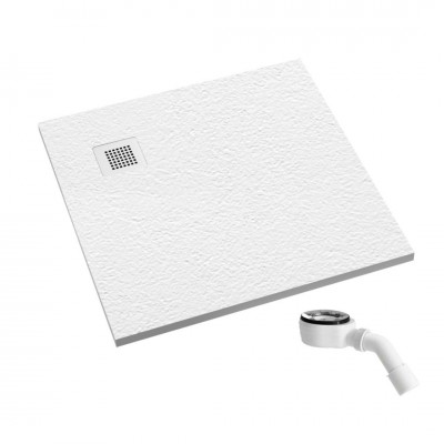 Schedpol Kalait Grooved White Stone brodzik kwadratowy 80x80 cm biały kamień 3.3100/B/GR-M2