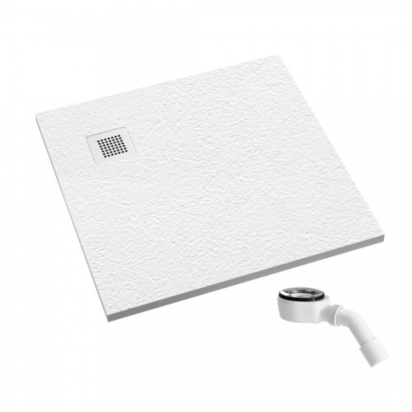 Schedpol Kalait Grooved White Stone brodzik kwadratowy 80x80 cm biały kamień 3.3100/B/GR-M2
