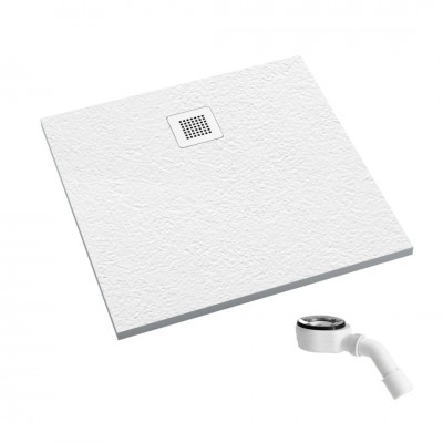Schedpol Kalait Grooved White Stone brodzik kwadratowy 80x80 cm biały kamień 3.3200/B/GR-M2