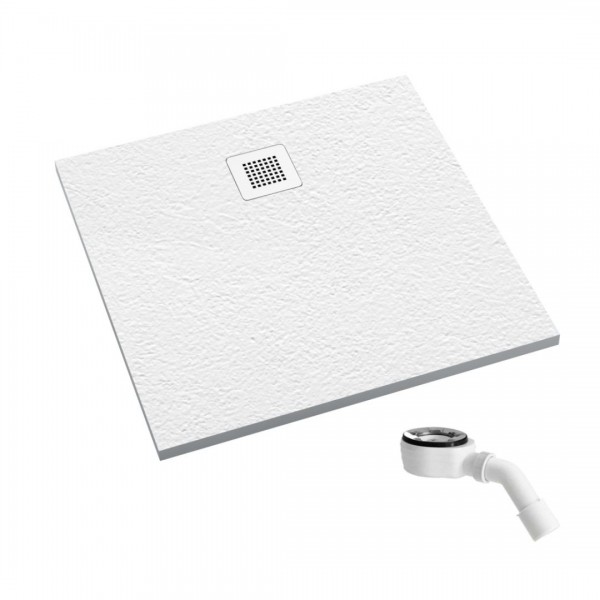 Schedpol Kalait Grooved White Stone brodzik kwadratowy 80x80 cm biały kamień 3.3200/B/GR-M2