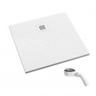 Schedpol Kalait Grooved White Stone brodzik kwadratowy 80x80 cm biały kamień 3.3200/B/GR-M2