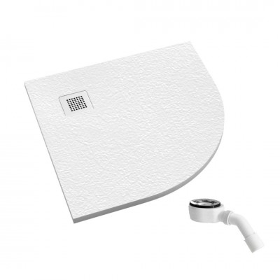 Schedpol Kalait Grooved White Stone brodzik półokrągły 90x90 cm biały kamień 3.3104/B/GR-M2