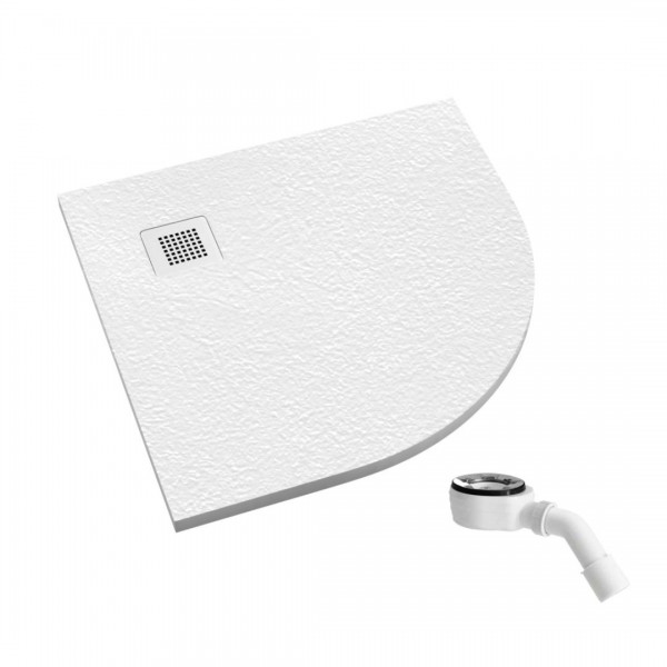 Schedpol Kalait Grooved White Stone brodzik półokrągły 90x90 cm biały kamień 3.3104/B/GR-M2