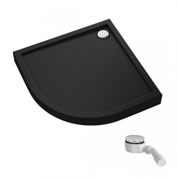 Schedpol Competia New Black Mat brodzik półokrągły 80x80 cm czarny 3.4633/C/MG