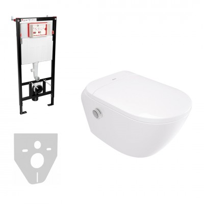 Deante Silia zestaw WC podtynkowy 5w1 toaleta myjąca wisząca biała 77502 Deante Silia zestaw WC podtynkowy 5w1 toaleta myjąca wisząca biała 77502