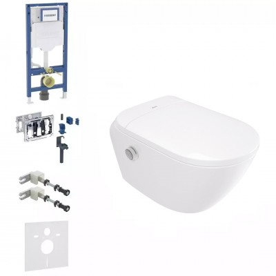 Geberit Duofix DuoFresh Silia zestaw WC podtynkowy 5w1 toaleta myjąca wisząca bez kołnierza biała 77504 Geberit Duofix DuoFresh Silia zestaw WC podtynkowy 5w1 toaleta myjąca wisząca bez kołnierza biała 77504